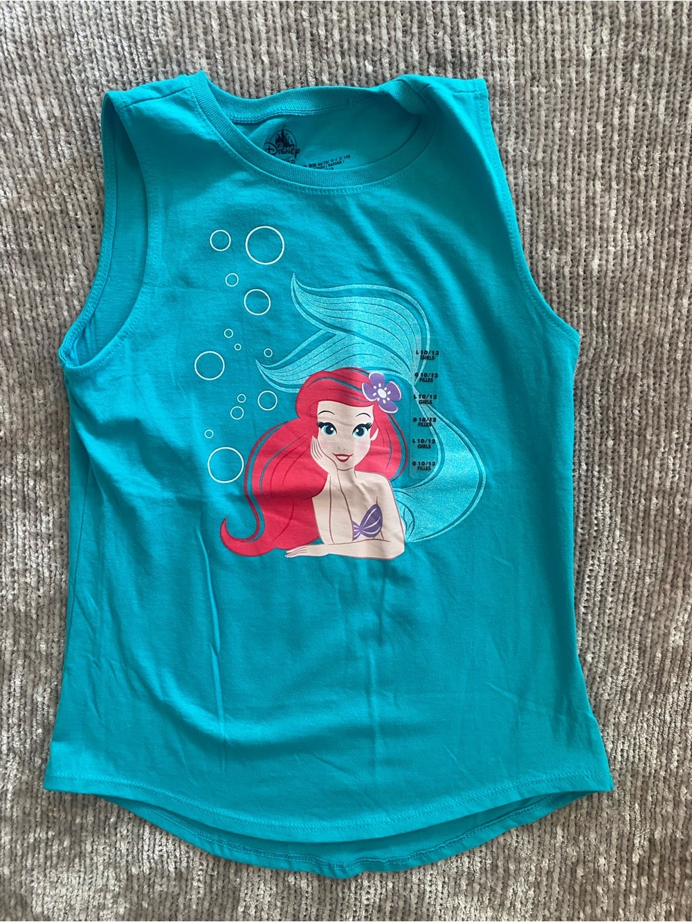 Disney Teal Ariel Graphic Tank Top with Red Hair Accent